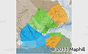 Political 3D Map of Djibouti, semi-desaturated