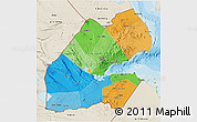 Political 3D Map of Djibouti, shaded relief outside, bathymetry sea
