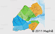 Political 3D Map of Djibouti, single color outside