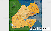 Political Shades 3D Map of Djibouti, darken