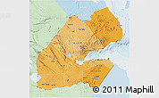 Political Shades 3D Map of Djibouti, lighten