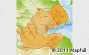 Political Shades 3D Map of Djibouti, physical outside