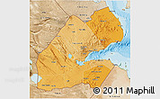 Political Shades 3D Map of Djibouti, satellite outside, bathymetry sea