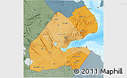 Political Shades 3D Map of Djibouti, semi-desaturated, land only
