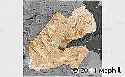 Satellite 3D Map of Djibouti, darken, desaturated