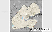 Shaded Relief 3D Map of Djibouti, darken, desaturated