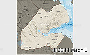 Shaded Relief 3D Map of Djibouti, darken, land only