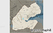 Shaded Relief 3D Map of Djibouti, darken
