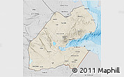 Shaded Relief 3D Map of Djibouti, desaturated, land only