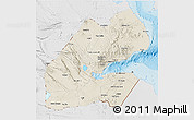 Shaded Relief 3D Map of Djibouti, lighten, desaturated, land only