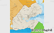Shaded Relief 3D Map of Djibouti, political outside, shaded relief sea