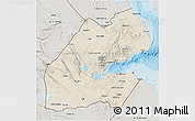 Shaded Relief 3D Map of Djibouti, semi-desaturated, land only