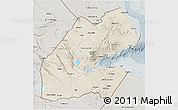 Shaded Relief 3D Map of Djibouti, semi-desaturated