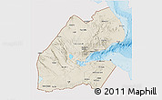Shaded Relief 3D Map of Djibouti, single color outside