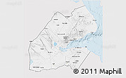 Silver Style 3D Map of Djibouti, single color outside