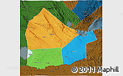 Political 3D Map of Dikhil, darken