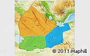 Political 3D Map of Dikhil, physical outside