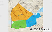 Political 3D Map of Dikhil, shaded relief outside