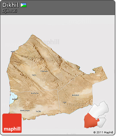 Satellite 3D Map of Dikhil, cropped outside
