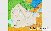 Shaded Relief 3D Map of Dikhil, political outside