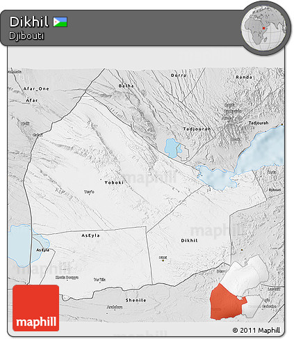 Silver Style 3D Map of Dikhil