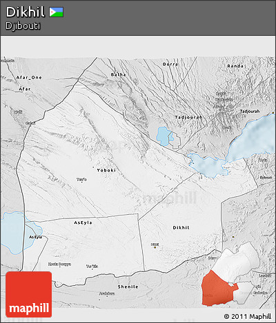 Silver Style 3D Map of Dikhil