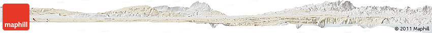 Shaded Relief Horizon Map of Dikhil, lighten, semi-desaturated