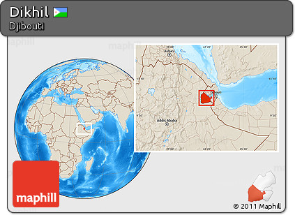 Shaded Relief Location Map of Dikhil