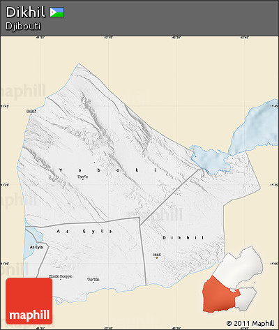 Classic Style Map of Dikhil, single color outside