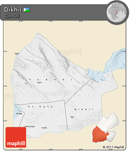 Classic Style Map of Dikhil, single color outside