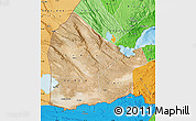Satellite Map of Dikhil, political shades outside