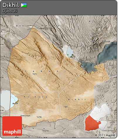 Satellite Map of Dikhil, semi-desaturated