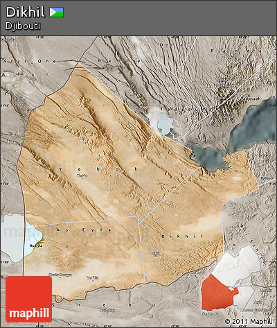 Satellite Map of Dikhil, semi-desaturated