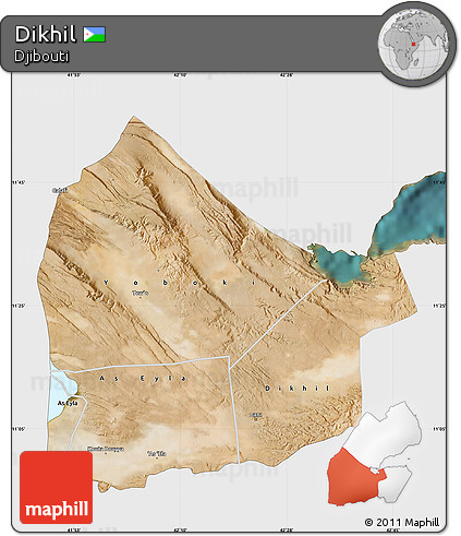 Satellite Map of Dikhil, single color outside