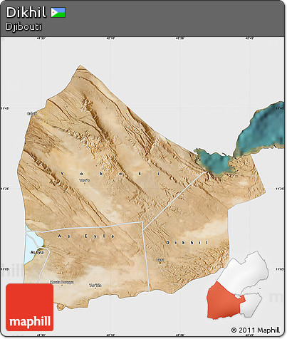 Satellite Map of Dikhil, single color outside