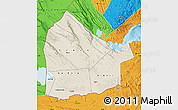 Shaded Relief Map of Dikhil, political outside