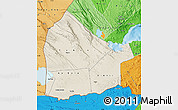 Shaded Relief Map of Dikhil, political shades outside