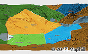 Political Panoramic Map of Dikhil, darken