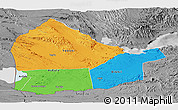 Political Panoramic Map of Dikhil, desaturated