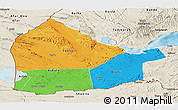 Political Panoramic Map of Dikhil, shaded relief outside