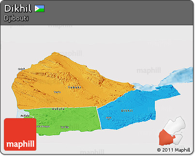 Political Panoramic Map of Dikhil, single color outside