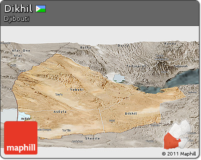 Satellite Panoramic Map of Dikhil, semi-desaturated