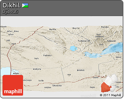 Shaded Relief Panoramic Map of Dikhil