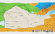 Shaded Relief Panoramic Map of Dikhil, political outside