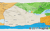 Shaded Relief Panoramic Map of Dikhil, political shades outside