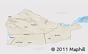 Shaded Relief Panoramic Map of Dikhil, single color outside
