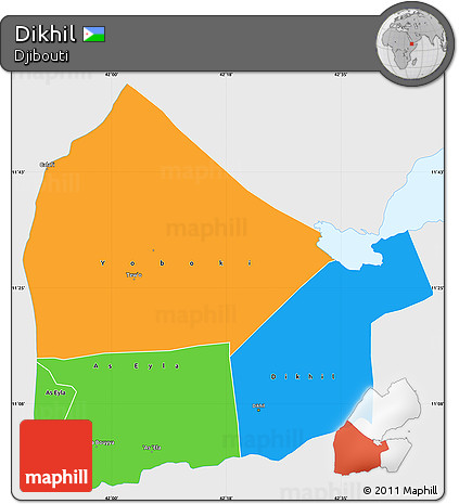 Political Simple Map of Dikhil, single color outside