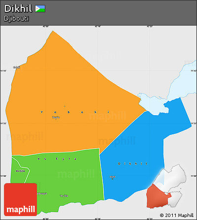 Political Simple Map of Dikhil, single color outside
