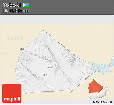 Classic Style 3D Map of Yoboki, single color outside
