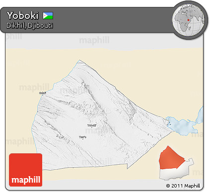 Classic Style 3D Map of Yoboki, single color outside